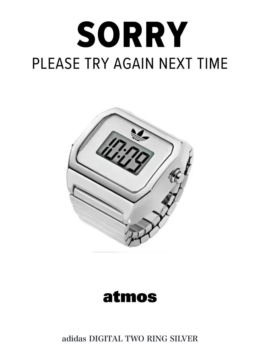 catSNKaRS's tweet photo. adidasリングウォッチatmosダメだっけどWorld wide Watchであっさり買えてまだ信じられない😳
まだ在庫ありそうです😉 https://t.co/Hccv6jbMxm