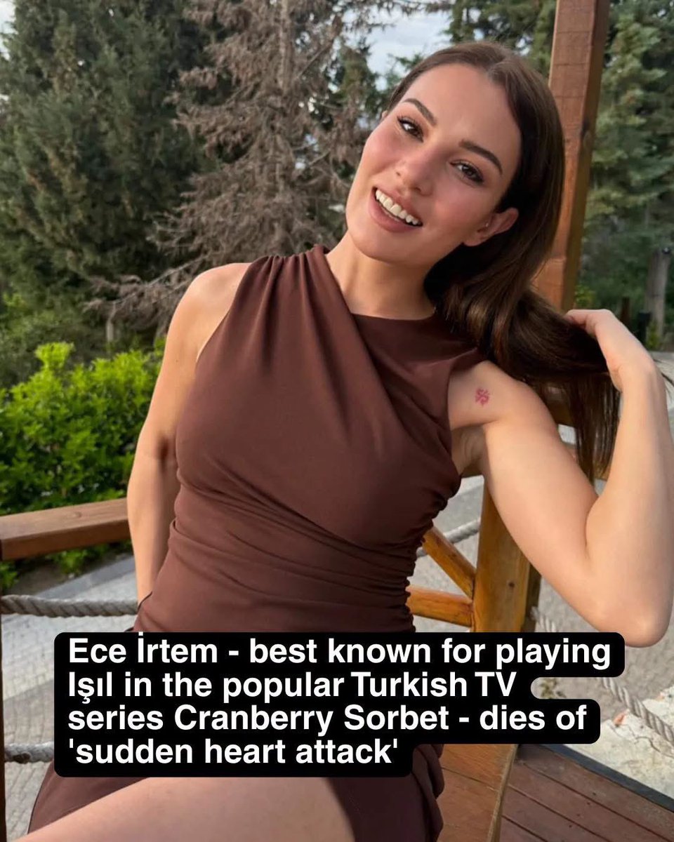 toobaffled's tweet photo. Turkish actress Ece Irtem, known for her roles in popular television dramas including Kızılcık Şerbeti (Cranberry Sorbet) and Mr. Wrong, has died at the age of 35. 

Irtem died on June 15, one day after celebrating her 35th birthday. Initial reports indicated that she suffered a suspected heart attack at her home in Istanbul while she was with her mother.