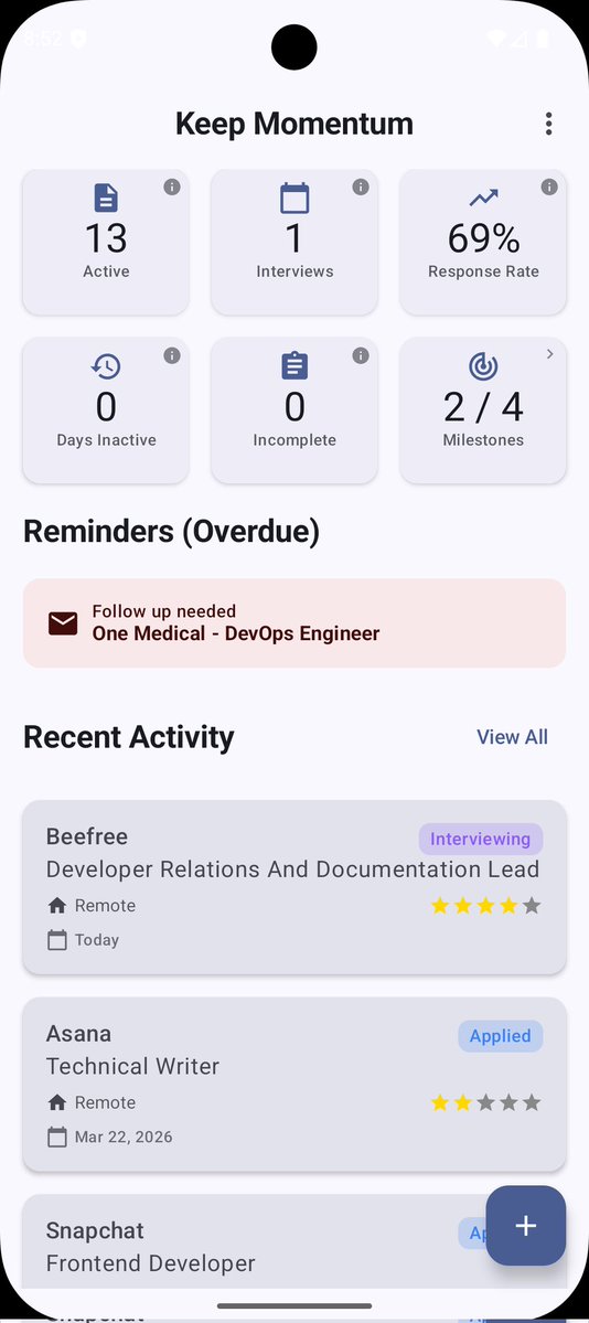 LarsCanGame's tweet photo. @icreatelife @X Hi, I'm doing mostly vibe coding. Working on an Android app for keeping track of job applications and interviews. https://t.co/IaTZOUjcXG