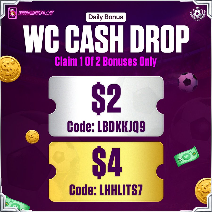 DaddyFreespins's tweet photo. Thursday’s Cash Drop has landed! ⚽️💰

Join the World Cup excitement and collect your rewards before they’re gone.

$2 USDT Bonus: Use Code LBDKKJQ9
$4 USDT Bonus: Use Code LHHLITS7

✨ Note: Claim 1 of 2 bonuses only
https://t.co/UWCOKMmkPF
#hunnyplay #hunnycode #worldcup