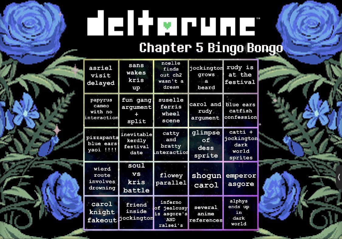 yoiiyoite's tweet photo. quick, borderline incoherent ch5 predictions/bingo ft phox
template by @/honkadoi https://t.co/F6OrGZWfWA