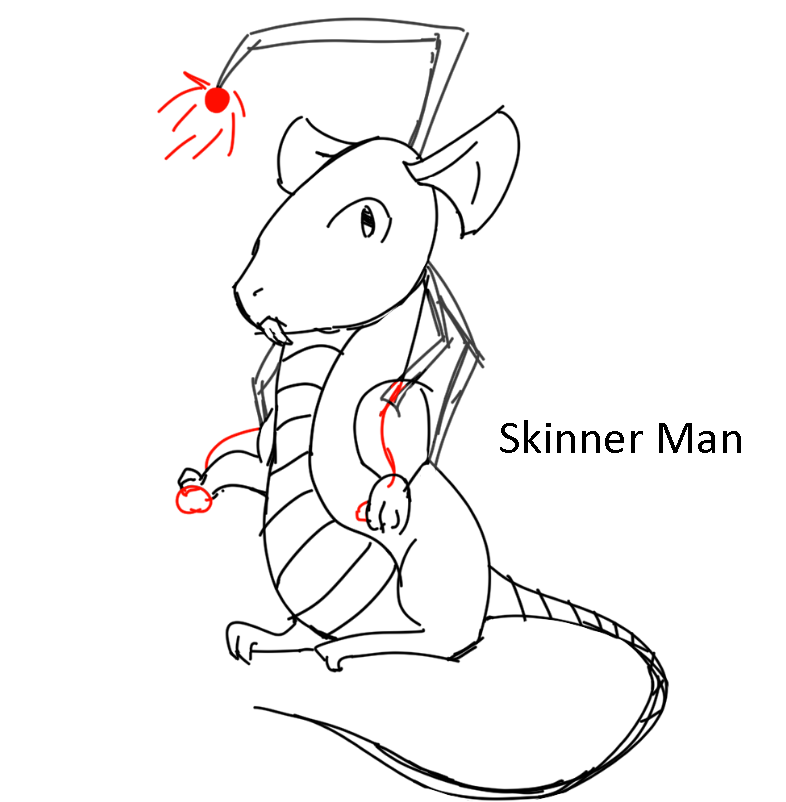CrashIcarus's tweet photo. Sixth Prompt was "Psychological Testing"!

Rowan drew Skinner Man! A reddit rat. Like a rat in a maze. Smart Woman's class pet.
I drew Rorschach Man! A miasmatic master of illusions! Good luck pinning him down!
Pig-Serpent drew ENLIGHTENMENT MAN THE DIMENSIONALLY UNCHAINED!!! https://t.co/Bo7XlKIFq8