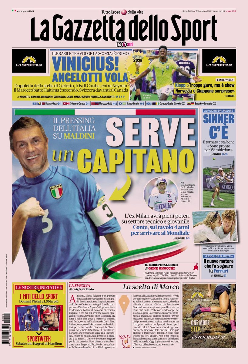 da7om_calcio's tweet photo. غازيتا:
إيطاليا تضغط على مالديني .. نحن بحاجة إلى كابيتانو
سيكون لديه صلاحيات كاملة في القطاع الفني وقطاع الشباب ..

كونتي .. على الطاولة عقد لمدة 4 سنوات من أجل الوصول إلى كأس العالم .. https://t.co/lluB6AP9z8