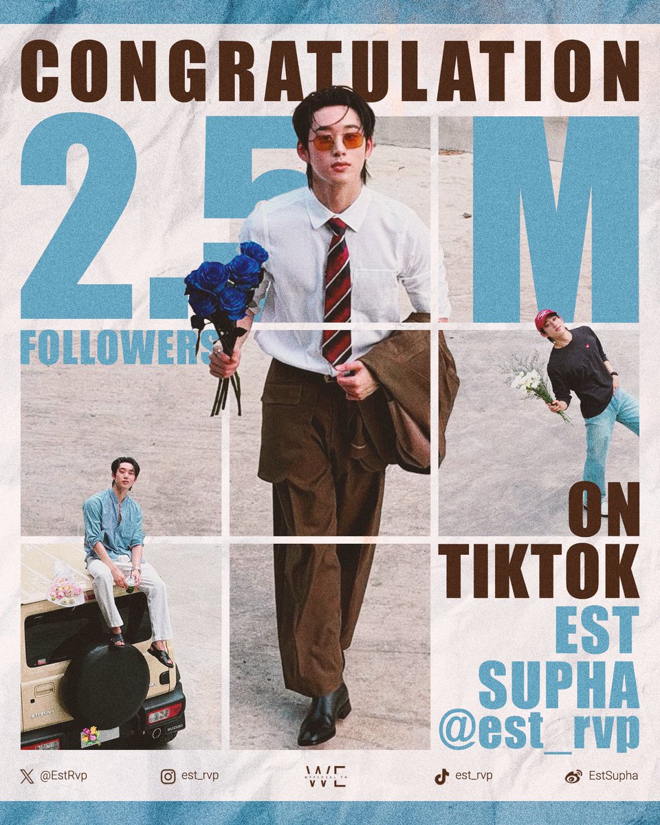 WEofficialTH's tweet photo. 𝑻𝑰𝑲𝑻𝑶𝑲 𝑬𝑺𝑻 𝟐𝑴𝟓𝟎𝟎𝑲 𝑨𝑺𝑪𝑬𝑵𝑫
#EST2M500KAndBeyond 
@EstRvp #𝐞𝐬𝐭_𝐫𝐯𝐩 

✨ 𝒞𝑜𝓃𝑔𝓇𝒶𝓉𝓊𝓁𝒶𝓉𝒾𝑜𝓃𝓈 𝟸.𝟻ℳ 𝒻𝑜𝓁𝓁𝑜𝓌𝑒𝓇𝓈 𝑜𝓃 𝒯𝒾𝓀𝒯𝑜𝓀  ✨ 

ยินดีด้วยนะครับกับยอดผู้ติดตามที่เติบโตขึ้นอย่างต่อเนื่อง ขอบคุณทุกคอนเทนต์ที่มอบรอยยิ้มและความสุขให้กับเวสตี้มาโดยตลอด จากนี้ทุกวินาทีขอให้น้องเอสเต็มไปด้วยการถูกค้นพบ และถูกรักเพิ่มขึ้นเรื่อย ๆ ยินดีกับทุกการเติบโตในทุกเส้นทางเสมอครับ 🤍✨

#WEofficialTH