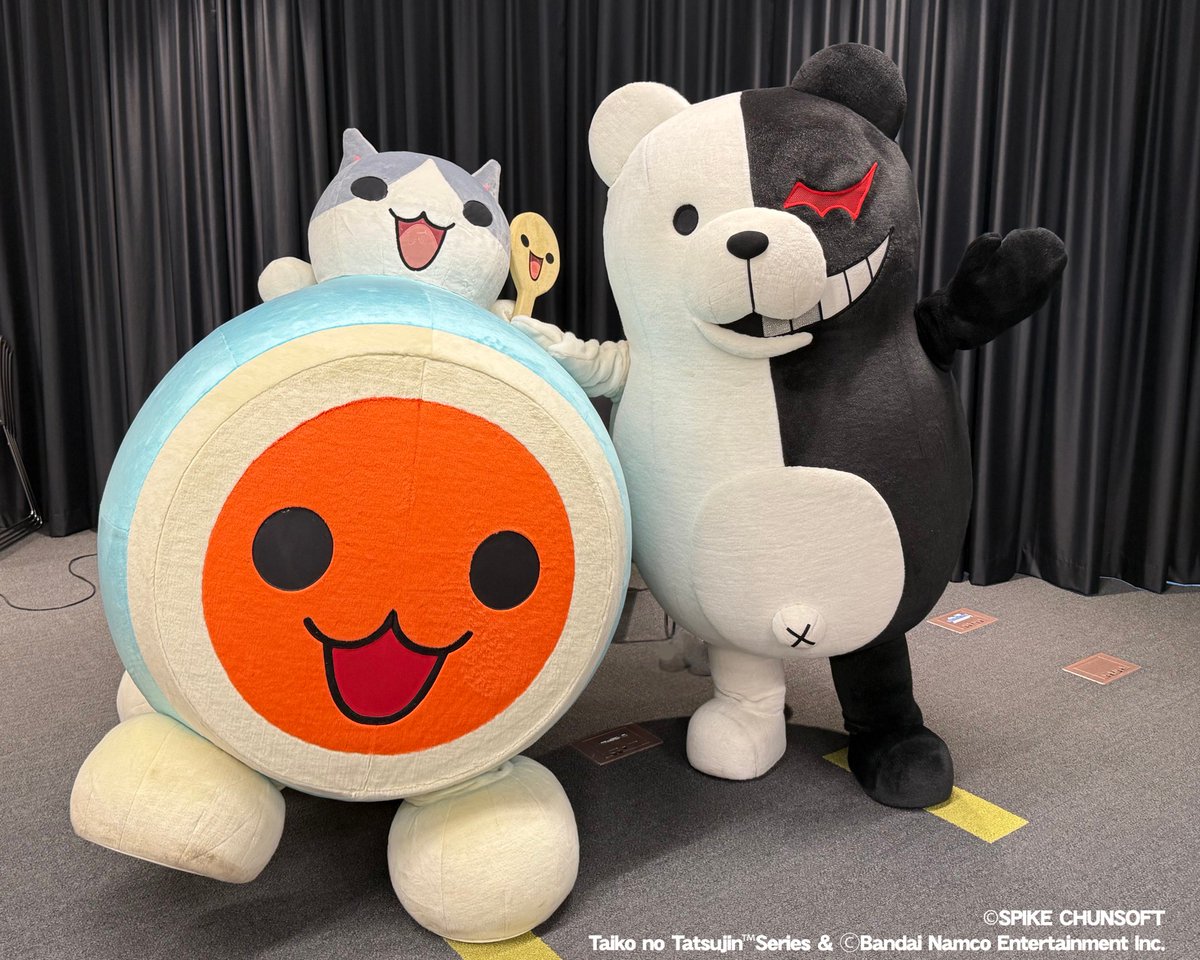 taiko_All's tweet photo. モノクマとおともだちになったドン！
ちょうこーこーきゅーの太鼓になるドン🥁 https://t.co/3PhNuMFqOa