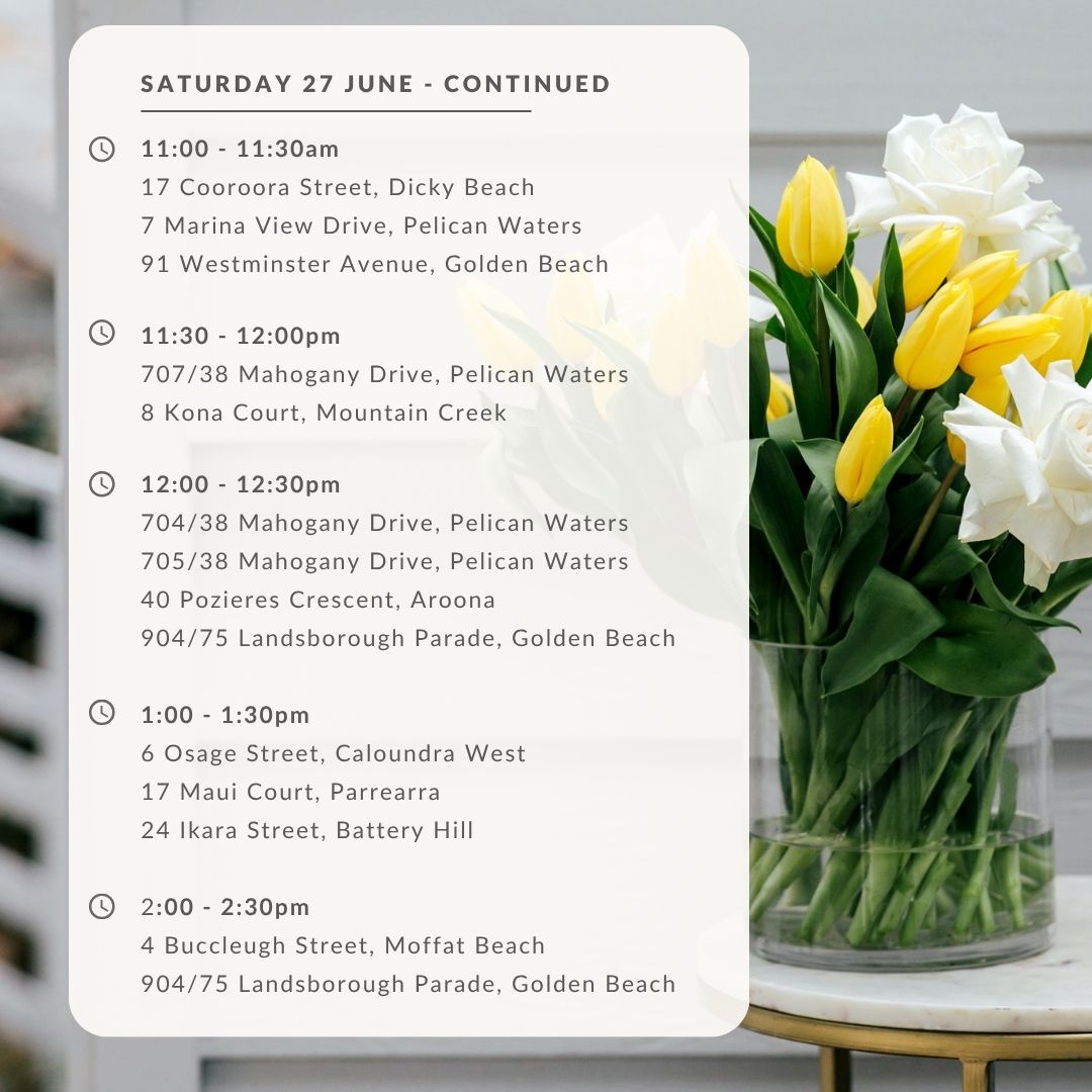 RWCaloundra's tweet photo. 🏠 THIS WEEKS OPEN FOR INSPECTIONS
🗓️ Thur 25, Fri 26 &amp; Sat 27 June 2026
📍 Plan your weekend route👉 https://t.co/c0FEhdEziL
#RayWhiteCaloundra #OpenForInspection #OpenHomes #CaloundraRealEstate #BuyYourDreamHome #Caloundra #KingsBeach #DickyBeach #PelicanWaters #GoldenBeach https://t.co/0DCH2a0IjU