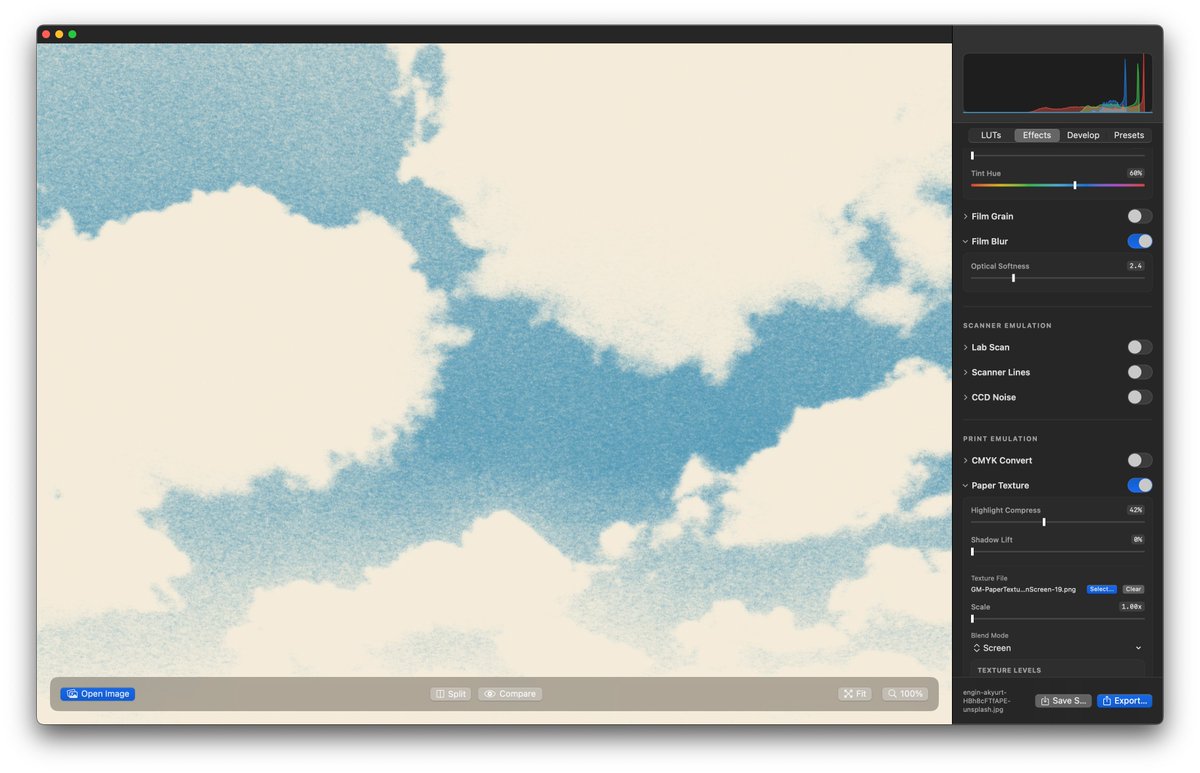 iam_advm's tweet photo. i want to stay away from adobe but love the way it process texture. so i built an app for film/print emulation. https://t.co/DG6KLBs7DR