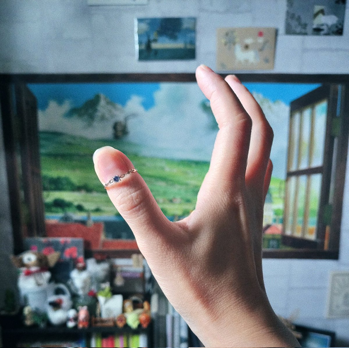 n__a__g__u's tweet photo. これは読書中だけ親指の爪の縁につけてる指輪
視界の隅にきらきらがあったら嬉しいので…… https://t.co/98XGEAZJ9Q