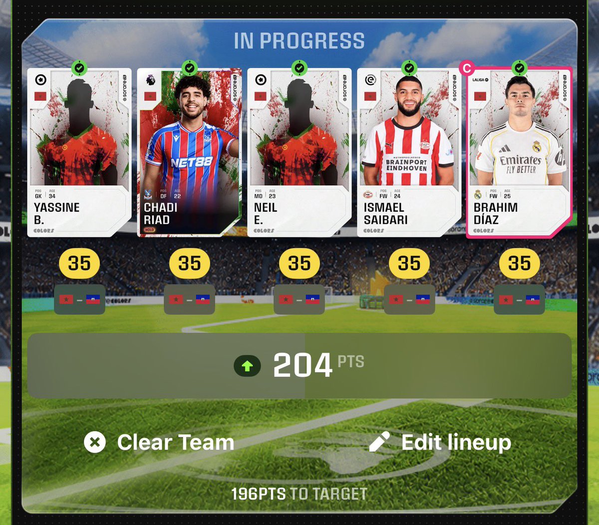 Sorare's tweet photo. Which team will score the most points?

💬 Team Morocco or Team Brazil
➡️ RT/Follow + Your Sorare ID
💎 2 x 50 Gems to win https://t.co/ZwCC07WK3A