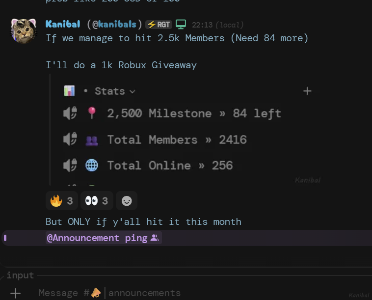 knbone14's tweet photo. 2.5k Members till the end of this month and i'm doing a 1k robux giveaway on my discord server!
Tracker Bot - https://t.co/Yl4UDgZxzs https://t.co/WQ4lVCdJGX