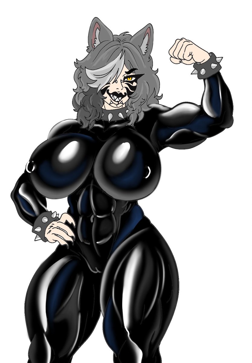 necrotic__'s tweet photo. A latex wolf bitch for @silverz_studioz 😛😛 (line art by @silverz_studioz / rendering by me) https://t.co/vuZD6U2Alf