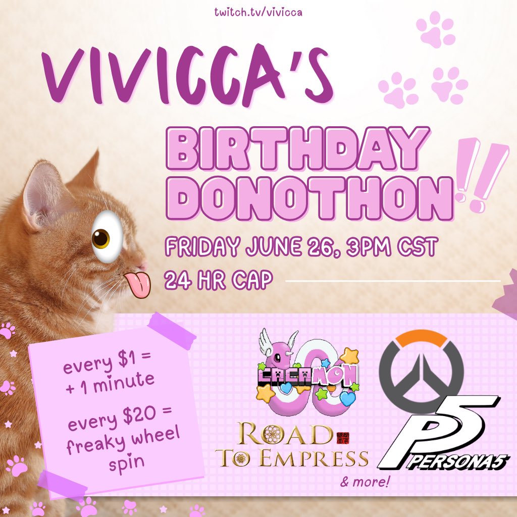 viv1cca's tweet photo. This year for my birthday I will be doing a 24hr CAPPED Donothon to raise money for my move and transition 💗 https://t.co/nF0LFTTDtq