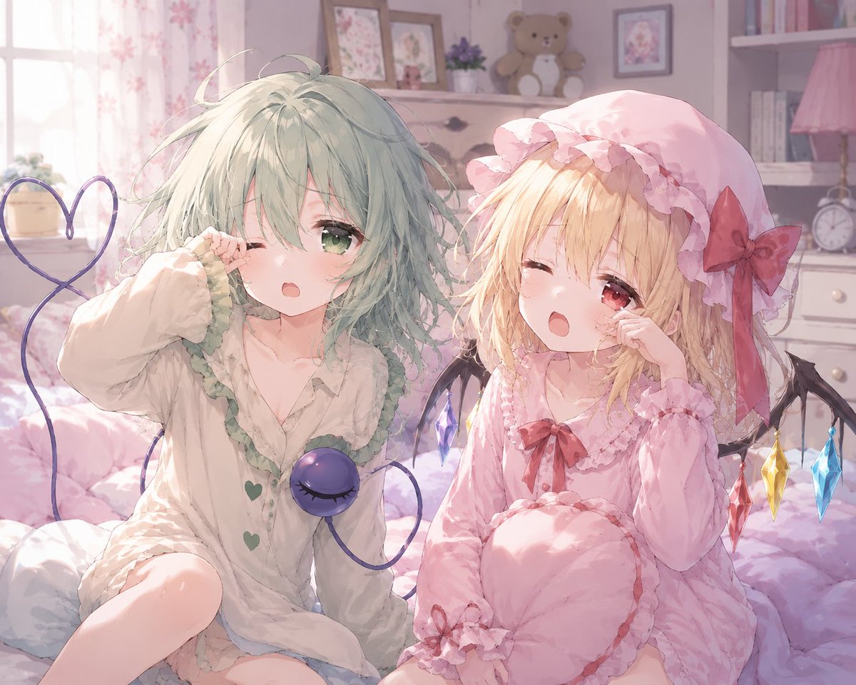 herakuru13's tweet photo. おはようございます
仕事行く前にこいふらを
では良い一日を
#AIイラスト　#東方project
#フランドール・スカーレット
#古明地こいし https://t.co/WqqhzjTV6R