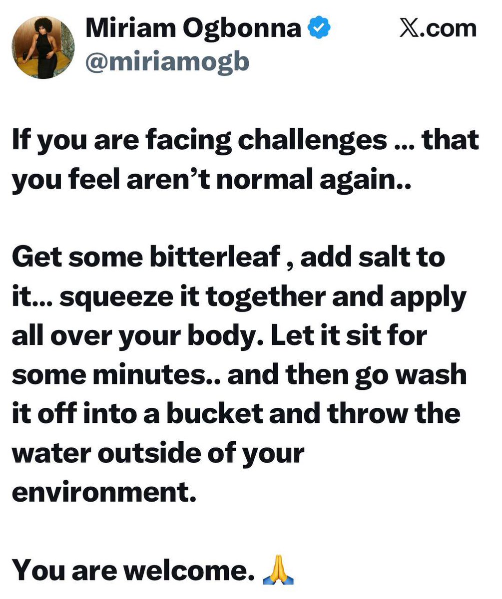 instablog9ja's tweet photo. If you face challenges that aren’t normal, do this… — Actress Miriam Ogbonna reveals https://t.co/O8p9UkcbvU