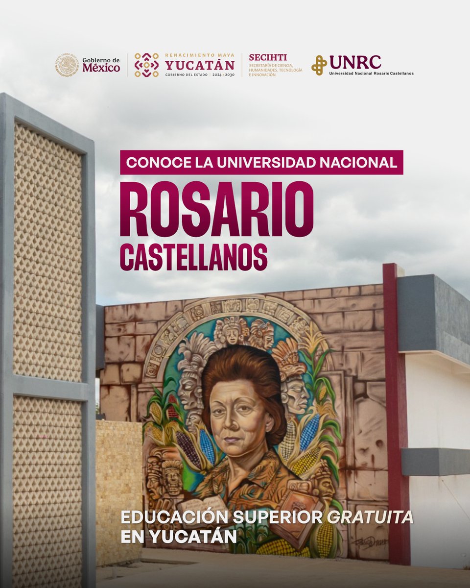 GobYucatan's tweet photo. 📚 La Universidad Nacional Rosario Castellanos representa una nueva alternativa de educación superior gratuita, acercando más opciones de formación profesional a las y los estudiantes del estado. https://t.co/CExmekqD0x