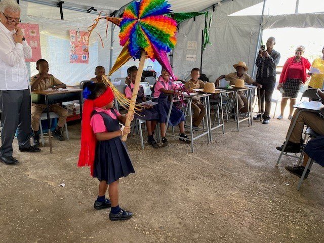 EmbaMexJam's tweet photo. On June 23, 2026 at 10:00 AM, the Embassy of Mexico to Jamaica was pleased to showcase Mexican culture at Beecher Town Primary School, close to Hotel Moon Palace, a Mexican-invested company committed to community engagement in Jamaica.  Students explored Mexican culture through a traditional Mexican birthday party and participated in the 2026 Children’s Drawing Competition: “This is my Mexico”, under the theme “The Mexican Festivity You Celebrate.” 

@SRE_mx; @mfaftja; @IME_SRE; @MOEYJamaica; @MCGESJamaica;