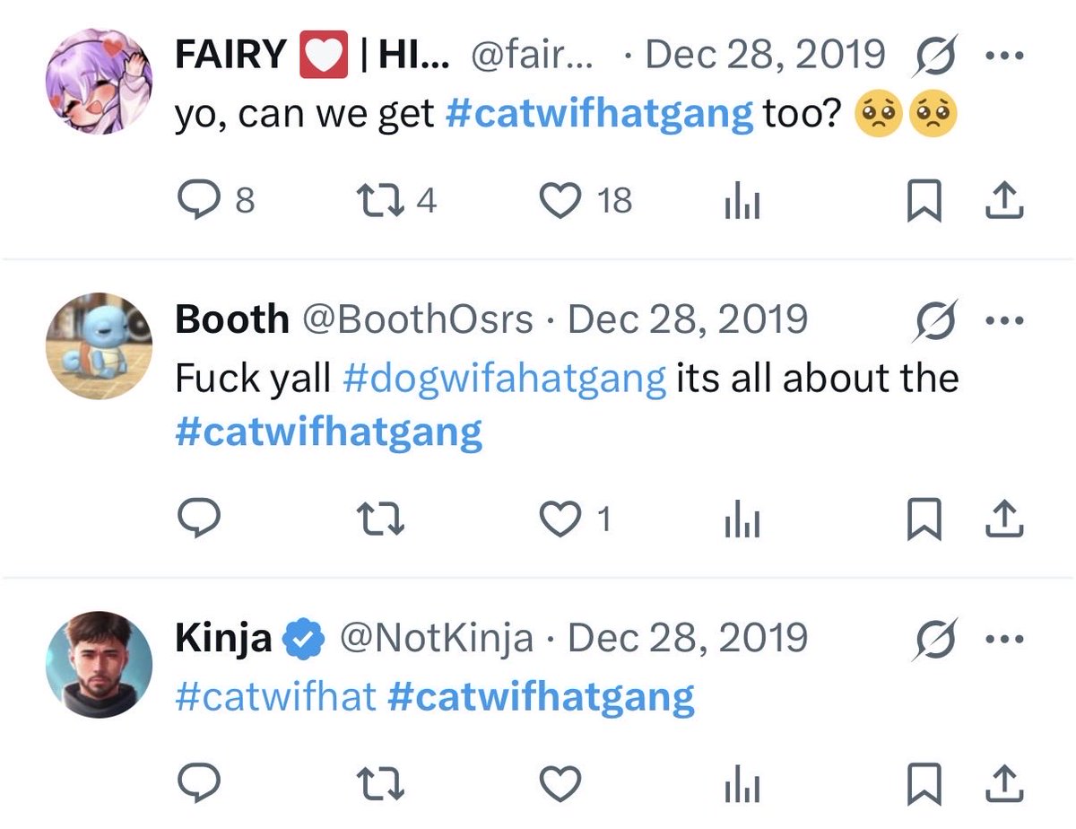 catwifhatOGSOL's tweet photo. In December 2019, when solana:EKpQGSJtjMFqKZ9KQanSqYXRcF8fBopzLHYxdM65zcjm went viral, they were asking for a #catwifhatgang and never got one 

We are here with solana:B2jVg7mdwzUGDeS63ZMHs6wHKchpTwBwZmuBJUZQEF3q https://t.co/ScHbouOYu0
