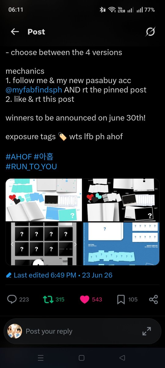 STEJAY_Baby's tweet photo. @mygaeulaxy @myfabfindsph #AHOF #아홉 
#RUN_TO_YOU https://t.co/FmWGeepHFG
