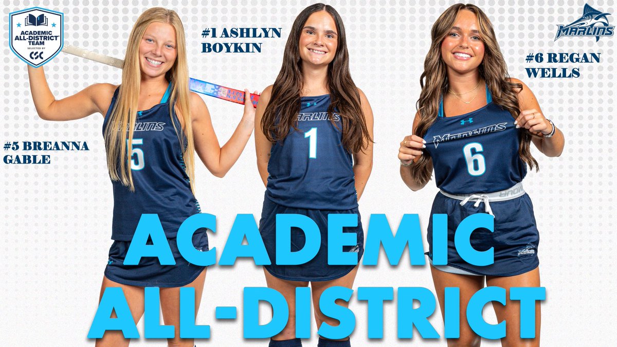 marlinsathletic's tweet photo. 📚 Three more Marlins Awarded Academic Recognition beyond the field! 

Congratulations to Breanna Gable, Ashlyn Boykin, and Regan Wells in being named CSC Academic All-District!

#MarlinNation // #AllDistrict // #AcademicSuccess https://t.co/Zo95SBzYhq