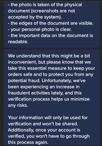 BrandXprt's tweet photo. 3. One last thing: the buyer was asked to verify his account by uploading some id documents. Is this required for all buyers? He's based in the US, and the transaction is only a few hundred dollars, so I hope this level of verification isn't required for every buyer. https://t.co/rQGGMNzE0B