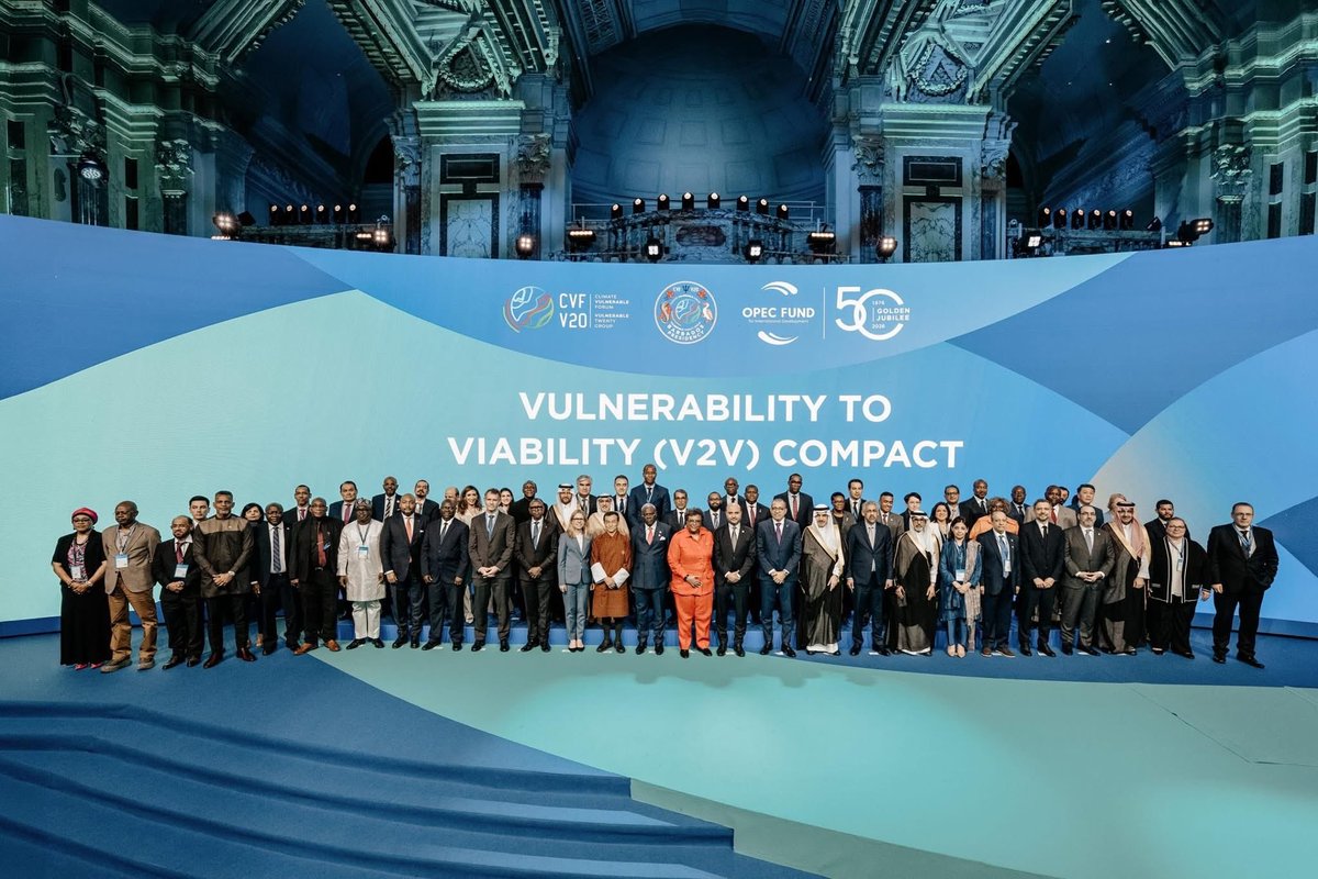 KYumkella's tweet photo. At the #V2VCompact Roundtable in Vienna, I joined leaders from climate vulnerable nations to advocate for fairer financing, stronger resilience, and expanded energy access.
I was also pleased to reconnect with @AmbassadorLizT, a former colleague from our SEforALL days, and to engage with Prime Minister @miaamormottley on advancing sustainable development for vulnerable countries.
Vulnerability is not a verdict. With the right partnerships and financing tools, it can become a pathway to prosperity.
#ClimateAction #V2V #SierraLeone
