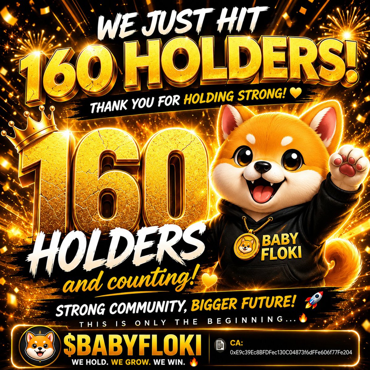 fayazyash7's tweet photo. 🔥 160 HOLDERS ✅ 🔥

A huge milestone for $BABYFLOKI — we've officially reached 160 HOLDERS and we're just getting started

0xe9c39ec8bfdfec130c04873f6dffe606f77fe204

Let's push for the next milestone together! 🚀🐶 https://t.co/GUBwOoYetF