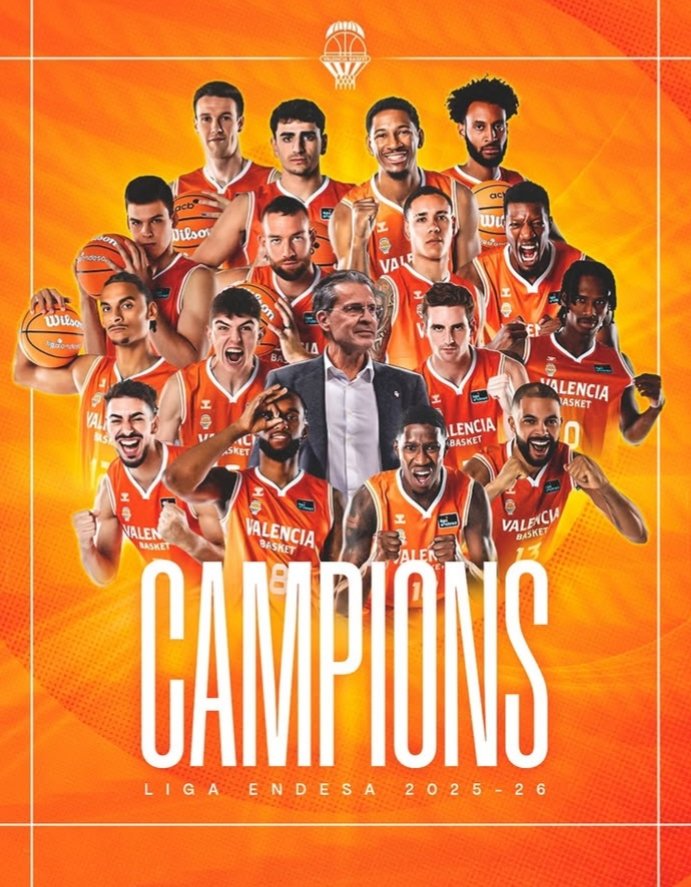 fgmvcf's tweet photo. Al ganar al Barça por 3-1 en los Play-Offs el Valencia Basquet es Campeon de Liga! Estos fueron los resultados: 
112/113
102/75    Enhorabona
80/88       Campions!
84/108       🏆🏀❤ https://t.co/ogxpNCCXGs