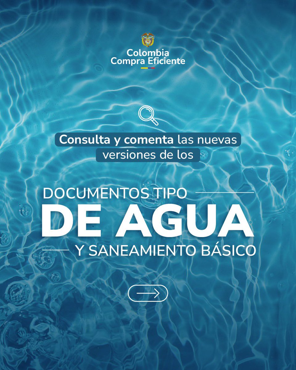colombiacompra's tweet photo. Invitamos a entidades públicas, proveedores, gremios, academia, organismos de control, organizaciones sociales, a revisar los nuevos Documentos Tipo para proyectos de Agua Potable y Saneamiento Básico.

Consulta el documento previo aquí: https://t.co/xcbDbXcpVs https://t.co/iywSTXfwQa