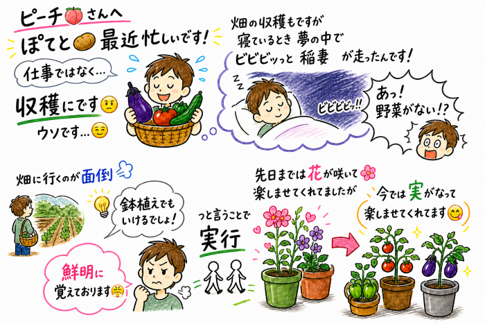 numaxxx7's tweet photo. こんばんは
ぽてと🥔です。

最近ｳﾙﾄﾗ大忙しです！
仕事ではなく...
収穫にです🫡ｳｿﾃﾞｽ...😏

畑の収穫もですが
寝ているとき夢の中でビビビッっと稲妻⚡️
が走ったんです！
「あっ！野菜がない！？」
っというときに畑に行くのが面倒💨
鉢植えでもいけるでしょ！っと
今でも鮮明に覚えております😤

っと言うことで実行🚶🚶🚶

先日までは花が咲いて🌸
楽しませてくれてましたが
今では実がなって楽しませてくれてます😋

明日のご来店も
お待ちしております🫡