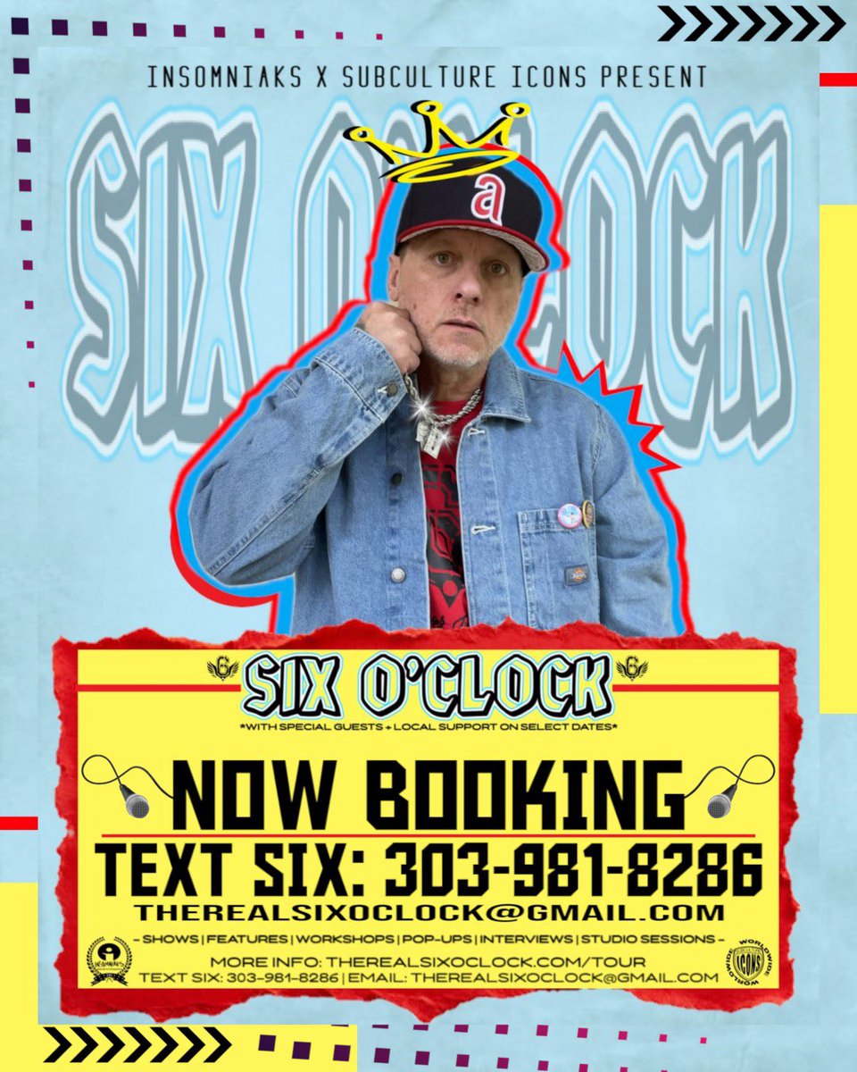 SixSayWhat's tweet photo. Hello World! What’s The Deal…

(((NOW BOOKING THROUGH 2026)))
Text Me Directly: 303-981-8286 📟🎒
Or Email: therealsixoclock@gmail.com 

Book A Show. Grab A Feature. Hit Me Up! 

#therealsixoclock #sixdontstop https://t.co/Qc5ix0jd8Q