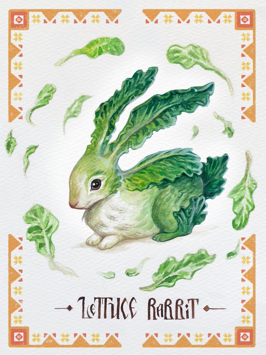linay_art's tweet photo. I made another food creature! 
This time it's a Lettuce Rabbit 🥬🐰 https://t.co/gFbbtBvRia