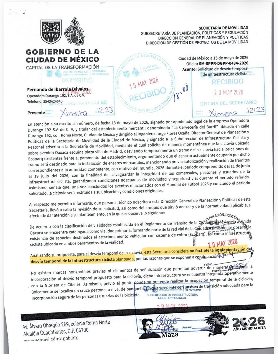 Secretaría de Movilidad CDMX tweet media