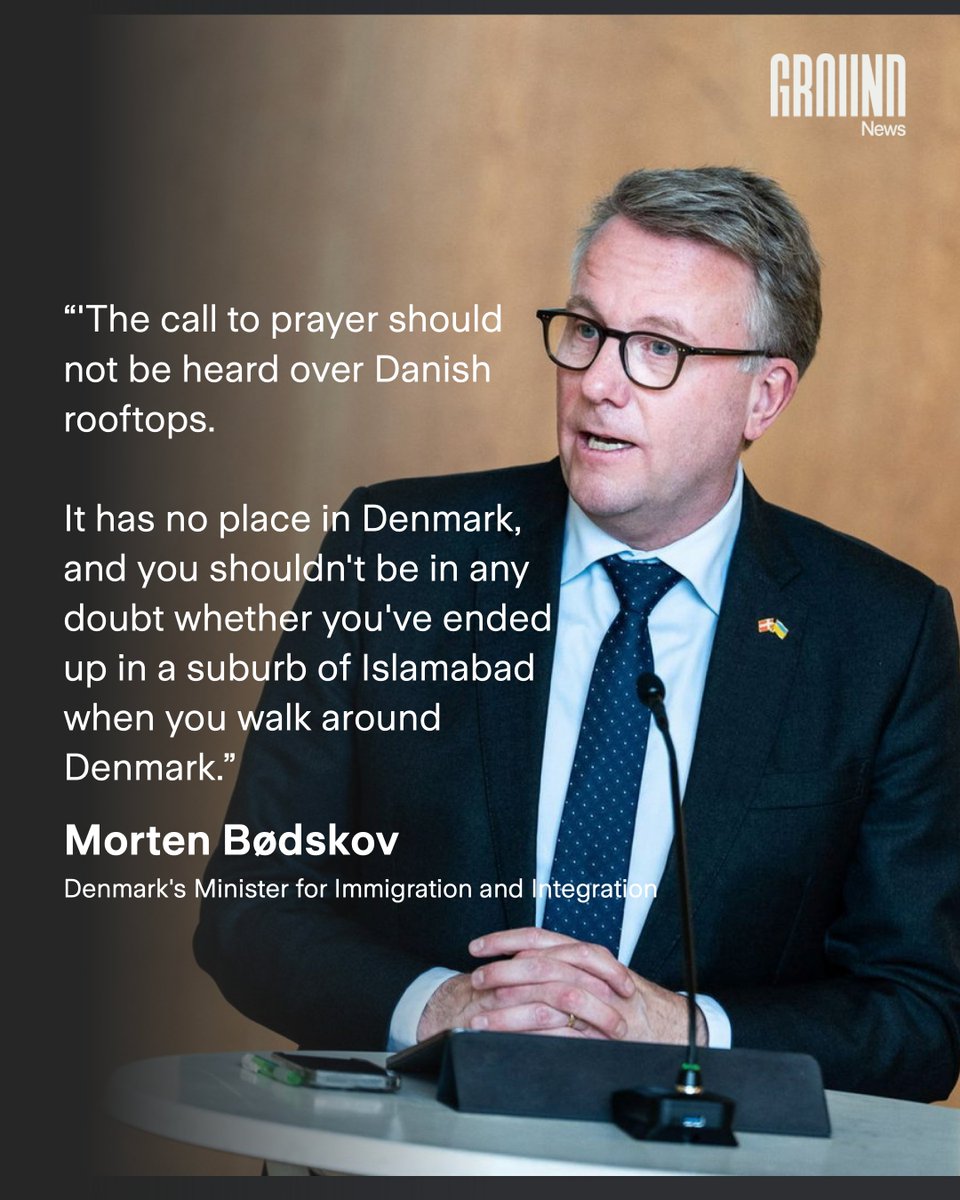 Ground_app's tweet photo. UNDERREPORTED: 🇩🇰 Denmark’s immigration minister said the government will look again at whether it can ban the Islamic call to prayer, saying the sound should not be broadcast across the country. https://t.co/ivCsVVurm3
