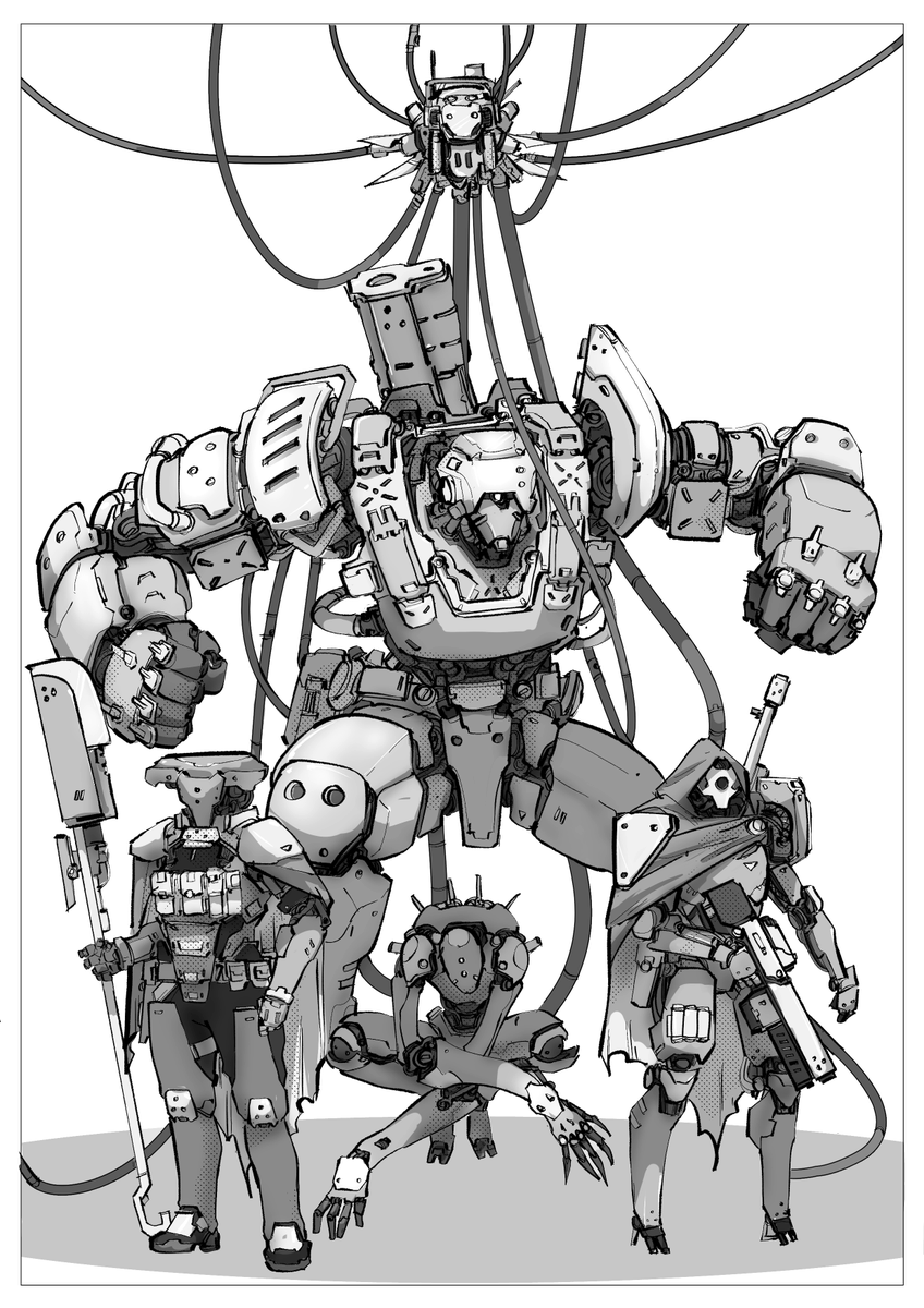 alexcipriano's tweet photo. Team Robot! Old commission work https://t.co/MQEsmMuRrE