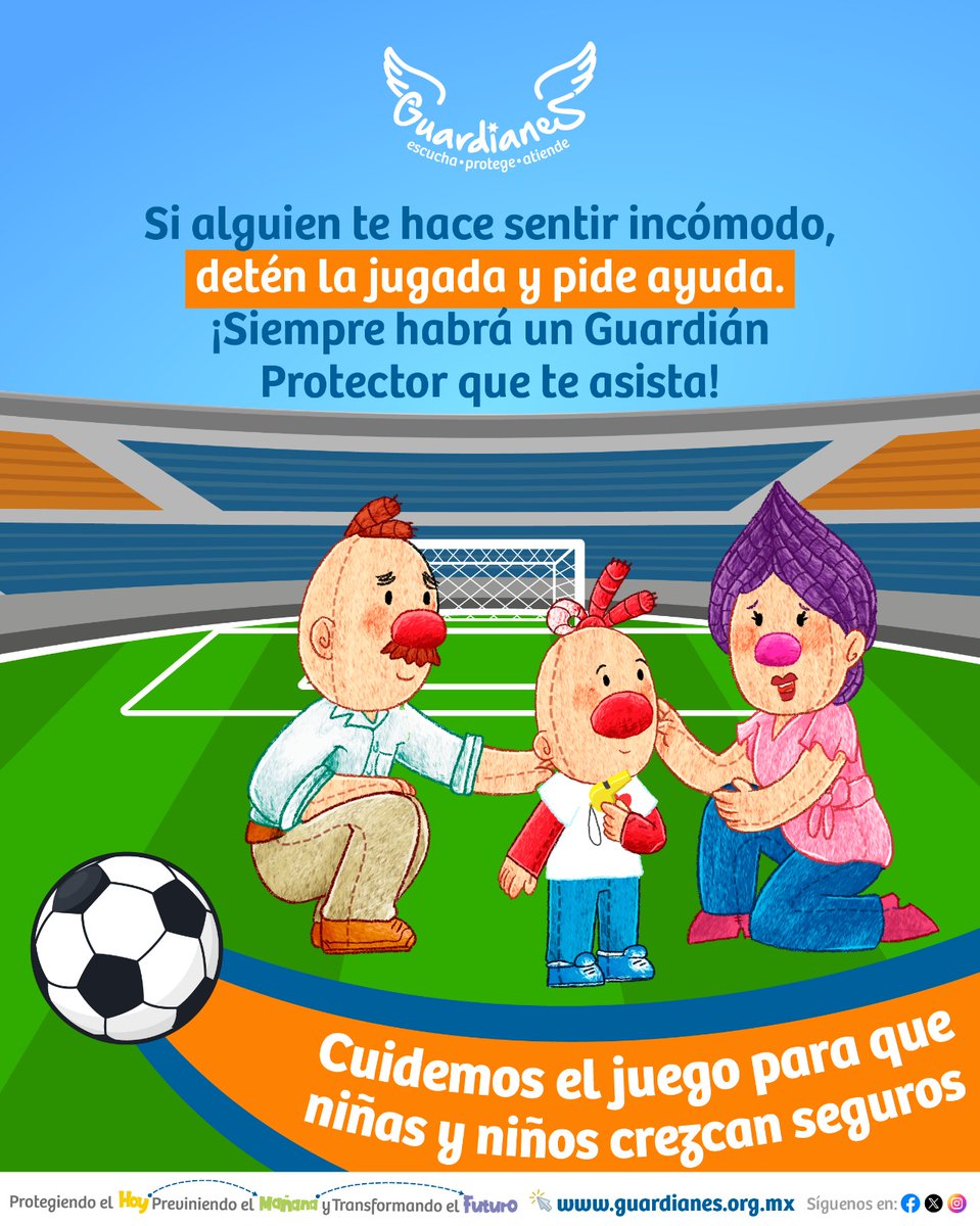 GuardianesMx's tweet photo. ⚽ La protección de niñas y niños es tarea de todas y todos. Informarnos, generar conciencia y actuar a tiempo ayuda a crear espacios más seguros para la infancia.
🩷 Infórmate • Empatiza • Protege

#LaPrevenciónTambiénJuega #JuegaSeguroconFilipon #InfanciaSegura https://t.co/NFqSgWRHWo