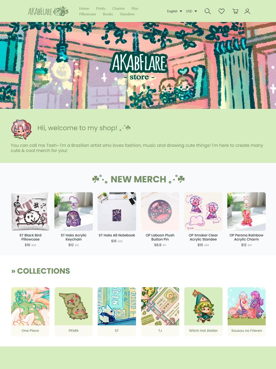 AKAbFlare's tweet photo. ☘️ INTERNATI0NAL ST0RE 0PEN!! ☘️

so my intl sh♡p is finally here, thanks to @Artiststorehub ♡ There's maany cool and cute merch! Please take a look ♡

☁️ 6 fandoms &amp; 60 products to start with~
☁️ Everything will be 20% off until July 31!
☁️ Worldwide shipping

link below↓ https://t.co/lgvmAD4rca