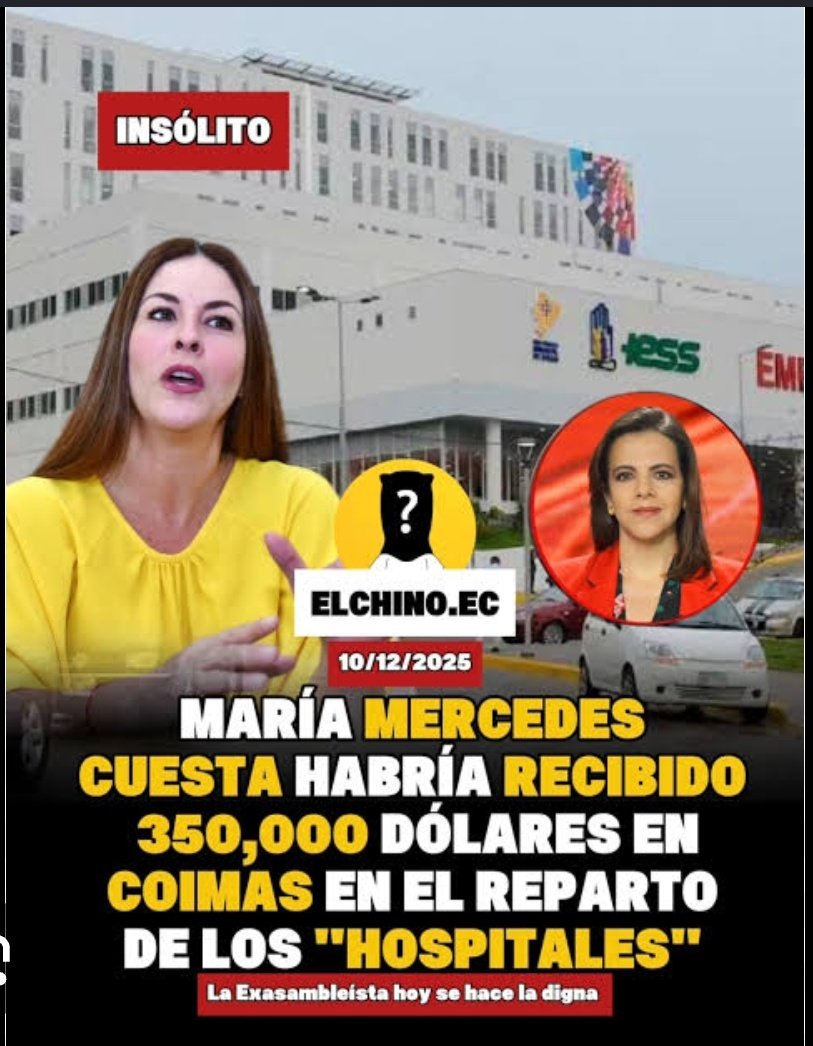 Edwin20milla3's tweet photo. La delincuente @mmcuesta pronto será investigada por los $360k qué habría recibido del reparto de los hospitales. https://t.co/olLI6ZG7jj
