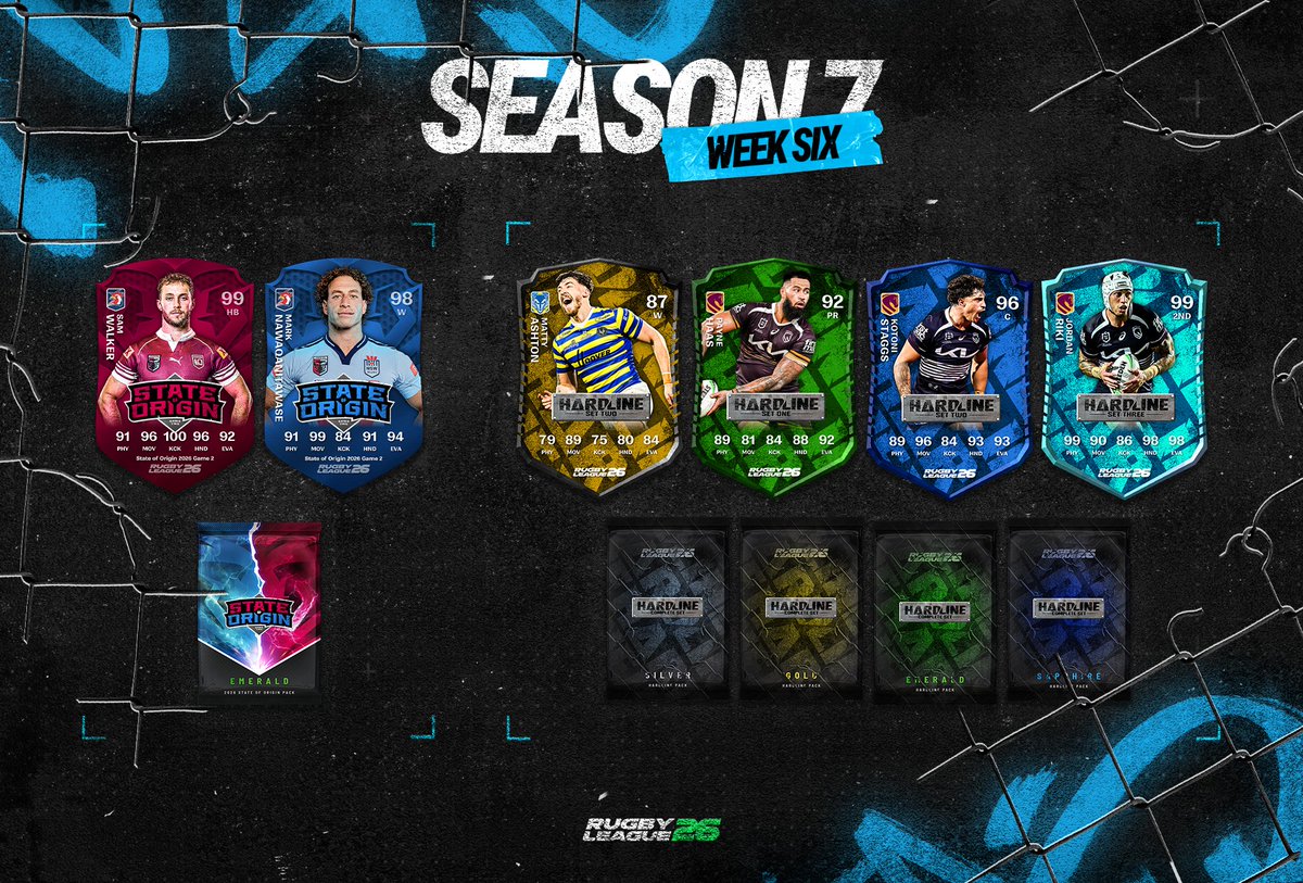 BigAntStudios's tweet photo. Welcome to Week 6 of #RugbyLeague26 Season 7 #ProTeam!
This week sees State of Origin Game Two packs. Be sure to head on over and pick up some packs ahead of the decider on the 8th of July.
While you’re checking out the store, grab yourself some of the Hardline Complete Sets to add to your Collections and edge closer to the illustrious Adam Doueihi FIRE OBSIDIAN!
With just over a week left until Premiership Challenge finals, keep racking up those Premiership points and get yourself in the top ranks for the greatest rewards.
Missing some firepower? Head to the Auction House and find your missing pieces. There are some absolute zingers in there waiting for you.