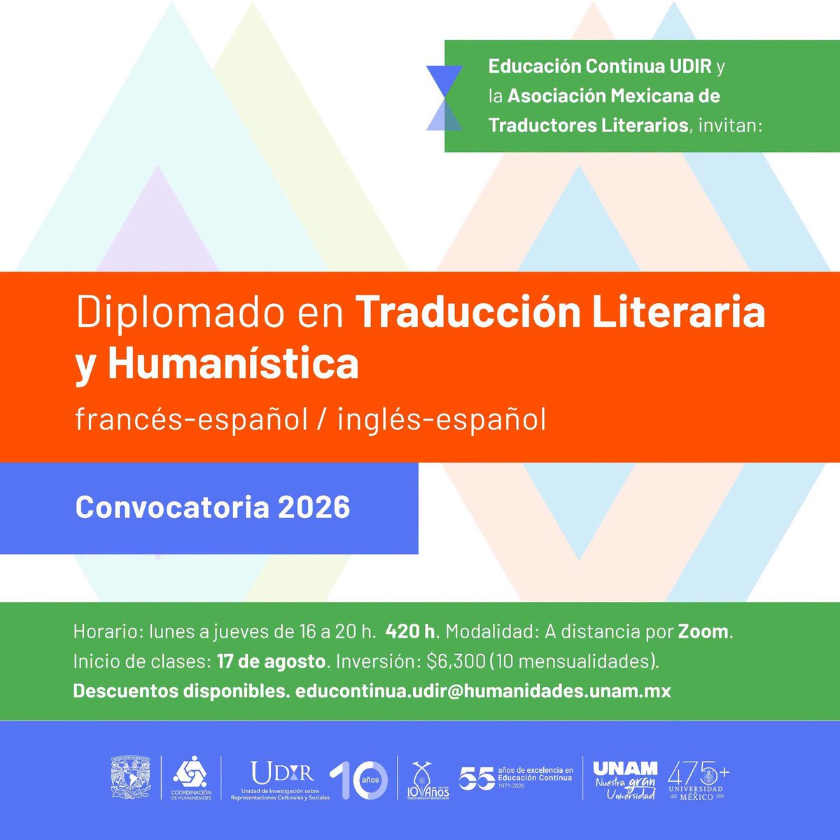 Crisapple76's tweet photo. 📌Informes e inscripciones: diplomados.ametli@gmail.com, diplomados@ametli.org, educontinua.udir@humanidades.unam.mx 👉Consulta la convocatoria: https://t.co/yMSeELsSZu https://t.co/gFnia590D0