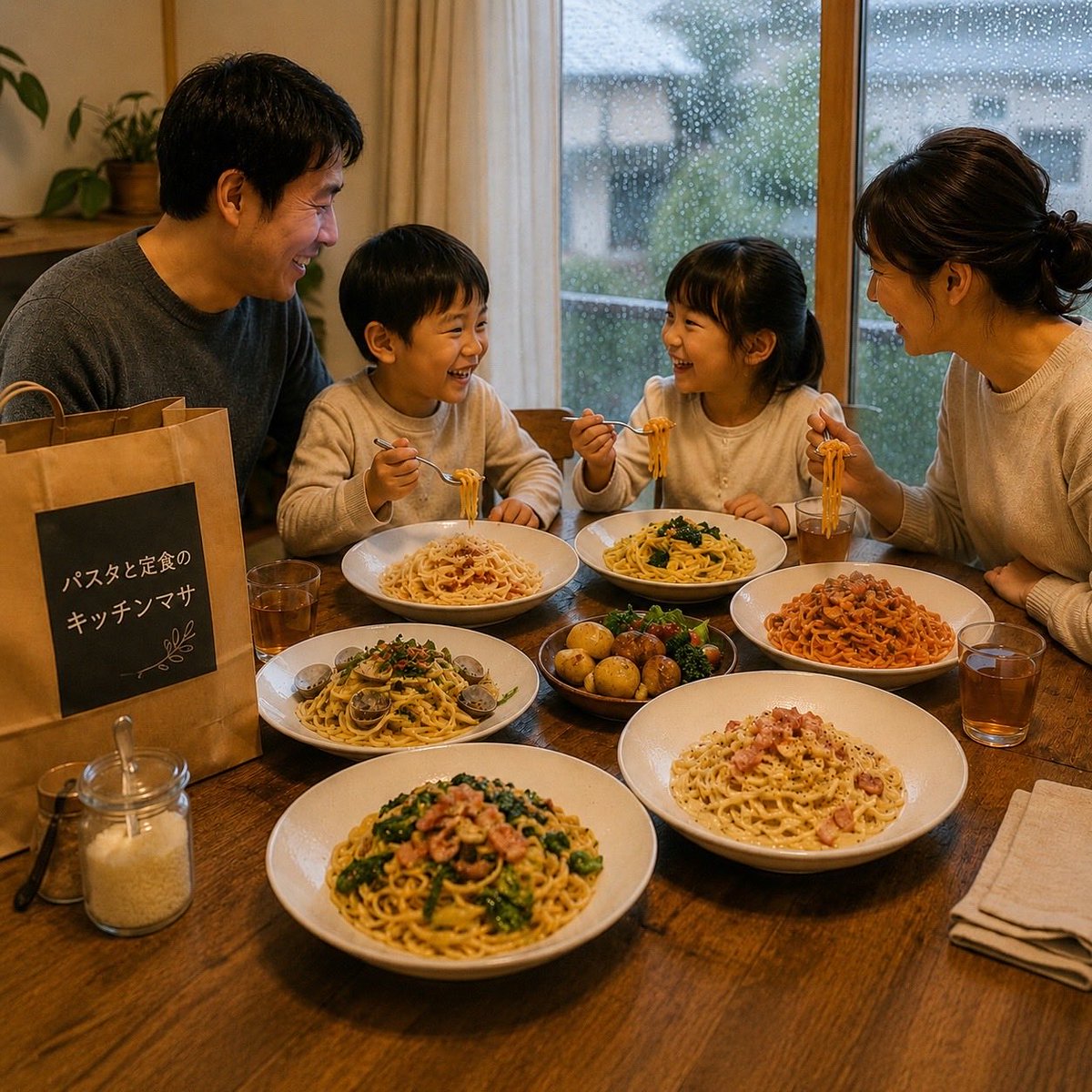 kitchen_masa1's tweet photo. こんにちは☔️キッチンマサです👨‍🍳
台風の影響で、府中は一日中雨の予報ですね🌀
「雨で外に出たくない…」そんな日は、ぜひ**【フードデリバリー】**をご活用ください🛵💨
ご自宅や職場へ、マサの熱々パスタをお届けします🏠🍝
キャベツとベーコン×和風マヨの『マサパスタ』や、初夏にぴったりの爽やかな『ジェノベーゼ』もデリバリー注文可能です🌿✨
店頭も元気に通し営業中です🍳ご来店の際は足元にお気をつけて☂️