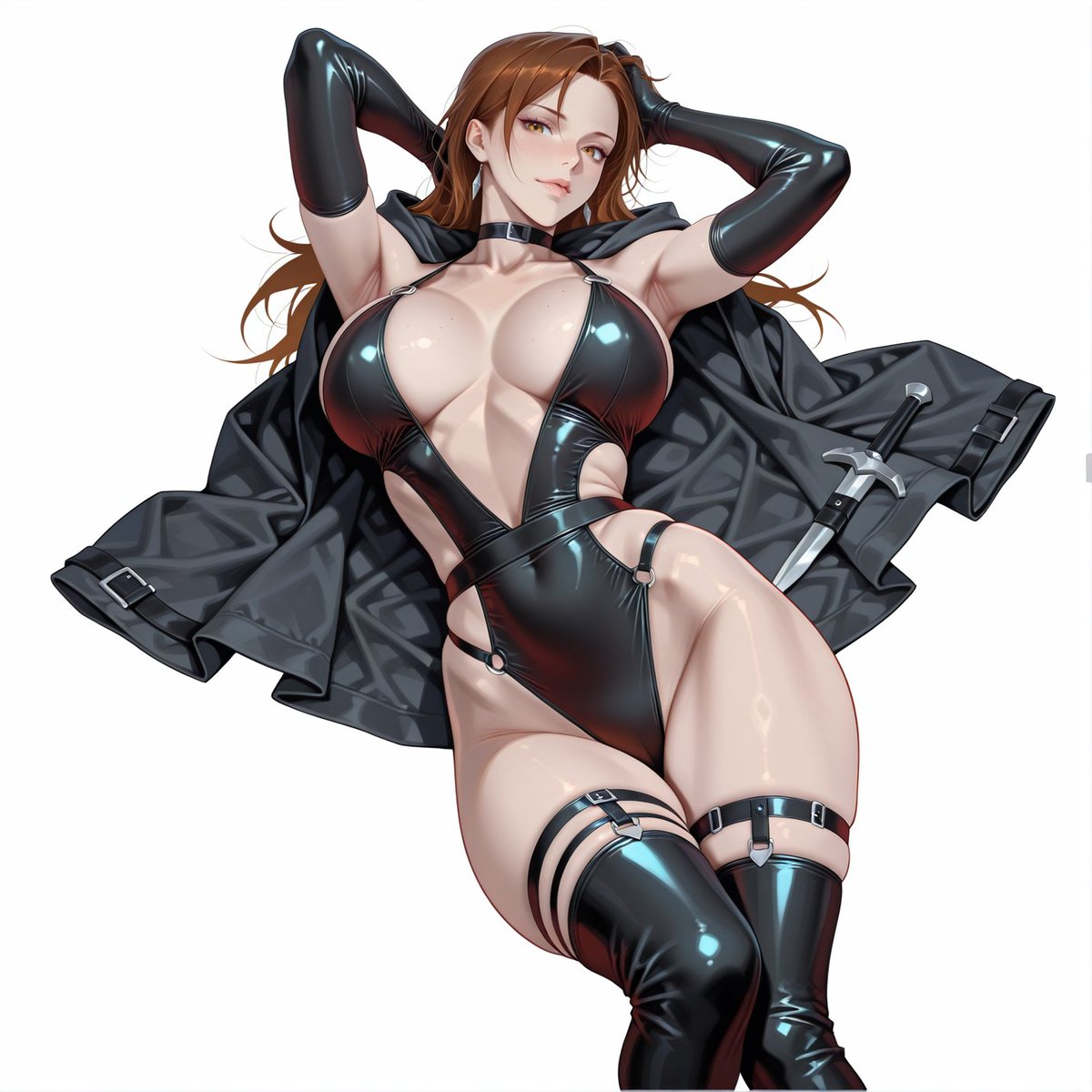 sHu226783172's tweet photo. Sexy female assassin in a tight glossy black bodysuit with hood and thigh-high boots.
#FemaleAssassin #アサシン #GlossySkin #BigBoobs #Seductive #Bodysuit #ボディスーツ https://t.co/ACu4vNdhHf