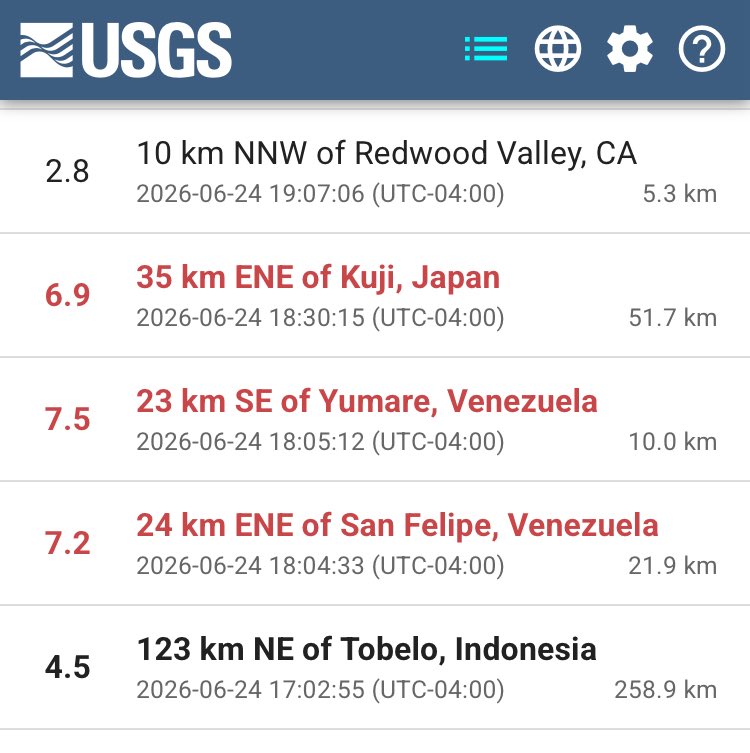 glerlca's tweet photo. Dos terremotos en Venezuela superiores a 7 grados. https://t.co/zkicv6vVKX