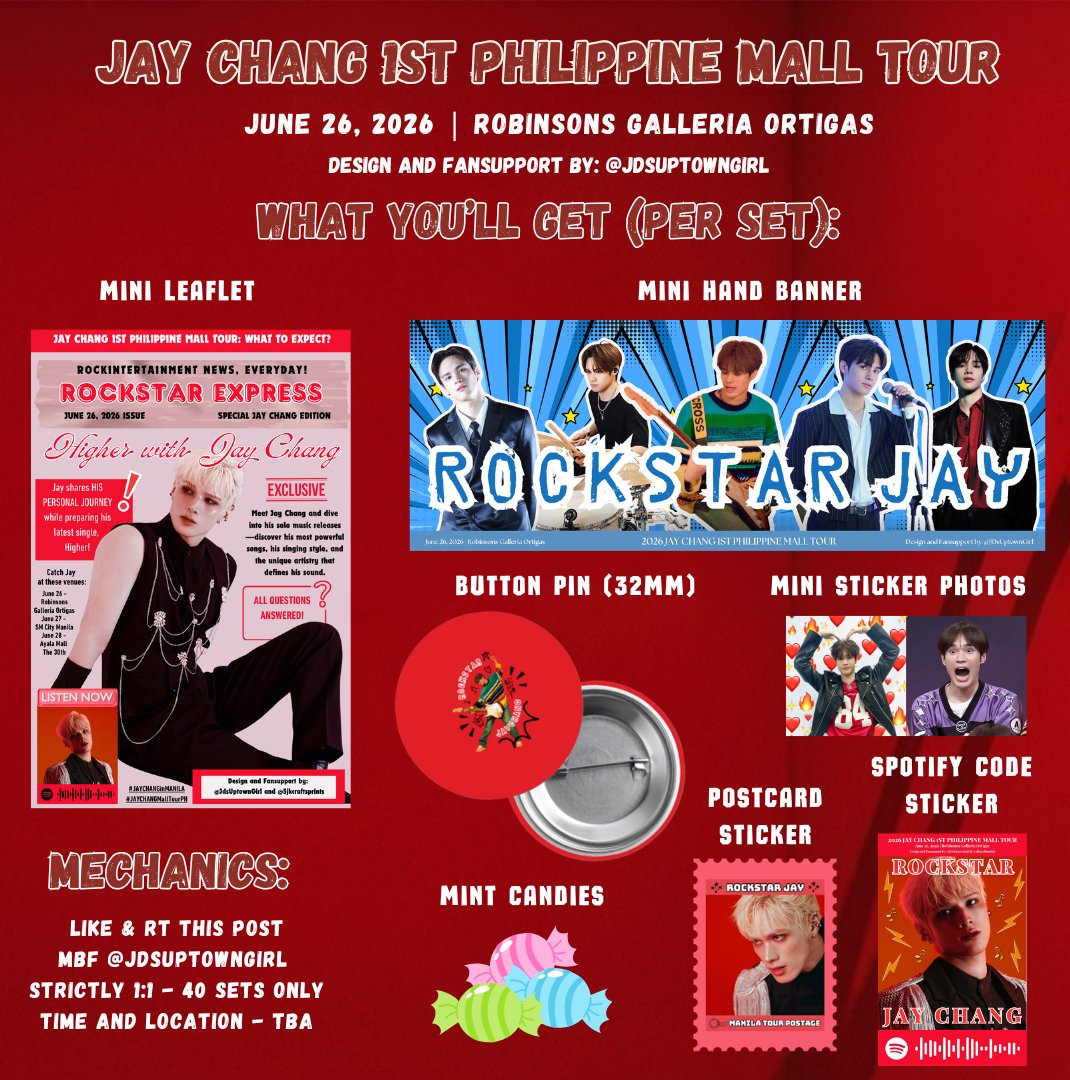JDsUptownGirl's tweet photo. 🎸JAY CHANG 1ST PHILIPPINE MALL TOUR🎤
Fansupport by: @JDsUptownGirl

Just a little something for PH sunlights! ☀️

📷See pubmat below for more details
📅June 26 show only
🤝On-the-spot trades only
🔀Pls help rt to spread

#JAYCHANG #제이창 #JAYCHANGinMANILA #JAYCHANGMallTourPH https://t.co/Ka9FoQFb2N