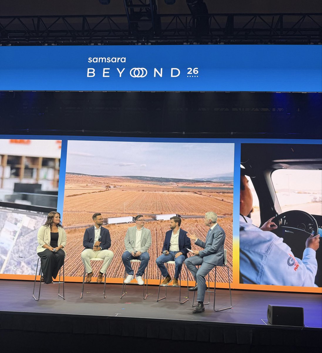 Samsara's tweet photo. The best safety programs don’t just monitor risk. They help teams act on it.

Today at #SamsaraBeyond, leaders from Grupo Aralo, Speedy Hire, Safedriver Ennoo, and Utility Supply &amp; Construction Company are sharing how they’re putting AI-powered safety insights to work. https://t.co/kB3mvwGyTd