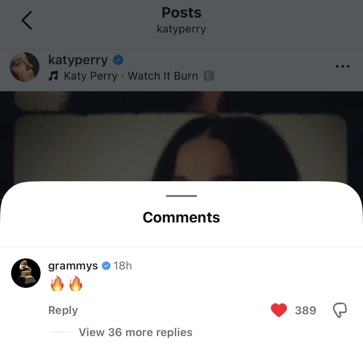 KatyPerryTurkey's tweet photo. Resmi Grammy hesabı, Katy Perry'nin Instagram'daki son gönderisine yorum yaptı.👀 https://t.co/s1VPgGFaHl