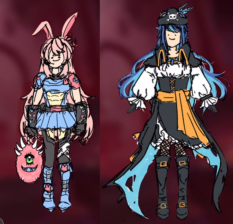 EepySleepyCh's tweet photo. the new outfits look a little different... https://t.co/K0oJ0UdPOH
