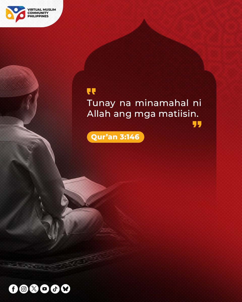 VMCPilipinas's tweet photo. "Tunay na minamahal ni Allah ang mga matiisin." Qur'an 3:146

#vmcphilippines
#vmcpilipinas
#vmcphil https://t.co/9bnWNSCXD7