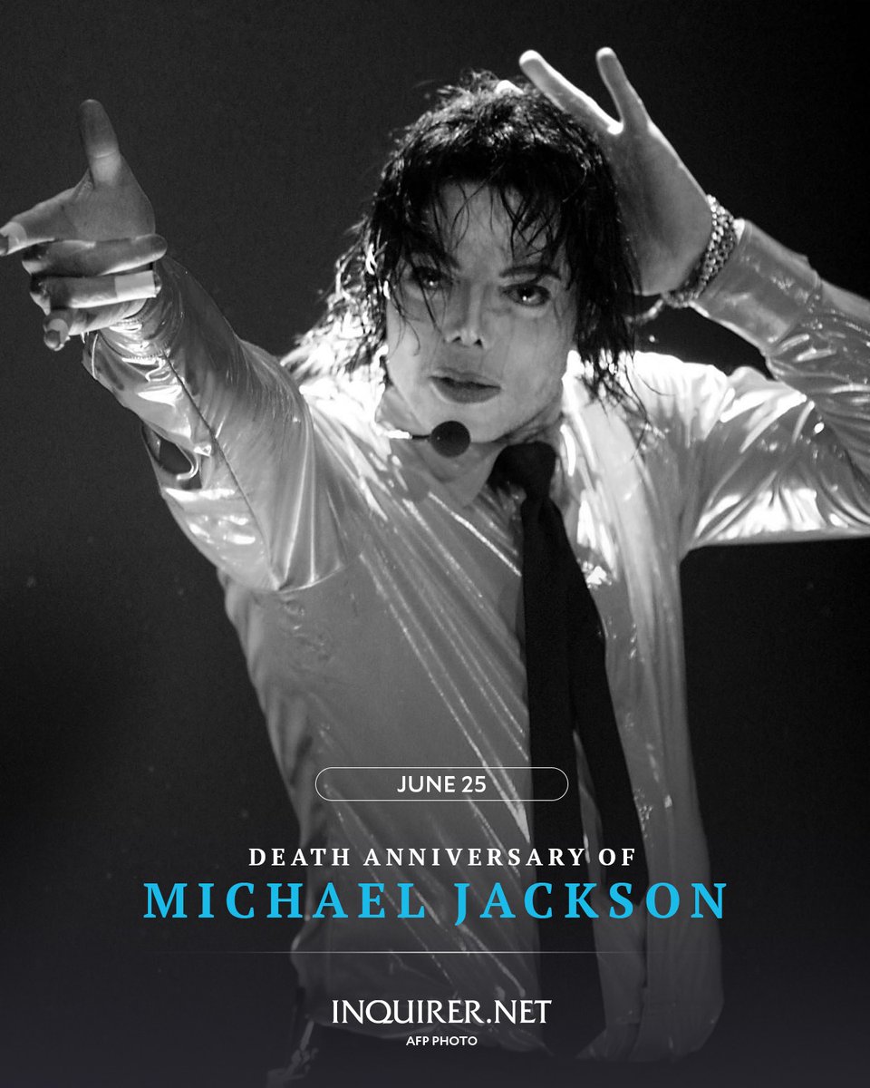 inquirerdotnet's tweet photo. Today, we remember the “King of Pop” Michael Jackson on his 17th death anniversary.

The pop star died at age 50 after suffering a cardiac arrest from a fatal dose of the anesthetic propofol in 2009. https://t.co/7UDRSquPH2