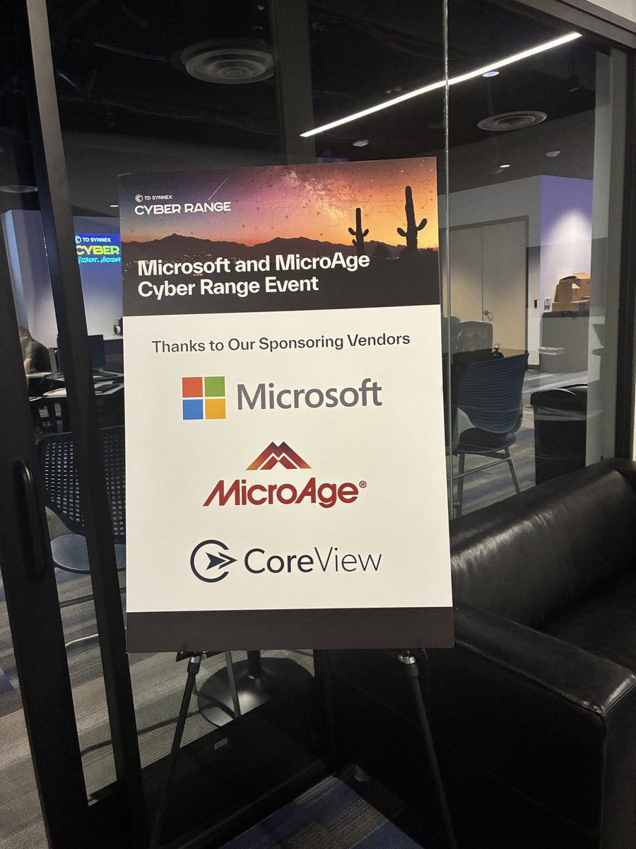 MicroAge's tweet photo. Yesterday, leaders experienced the #CyberRange through a live attack simulation, making real-time decisions &amp; seeing the business impact unfold when security gaps exist.

Huge thanks to @TDSYNNEX_NA, @Microsoft, &amp; @CoreViewHQ for creating a space where strategy meets action. https://t.co/N2qQnTlRYo