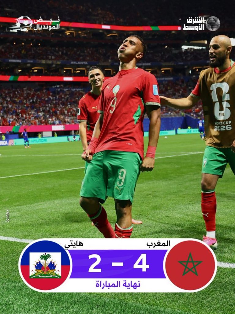 mohdalhendos's tweet photo. ألف الف مليون ترليون
الفوز للمنتخب العربي المغربي الشقيق
ابداع وفن ابداع وفن 

ريمونتادا مغربية 🇲🇦🔥 

وعبور للدور الـ32 في المونديال

#المغرب_هايتي 
#كأس_العالم2026 
#FIFAWorldCup https://t.co/MzimsidHlp